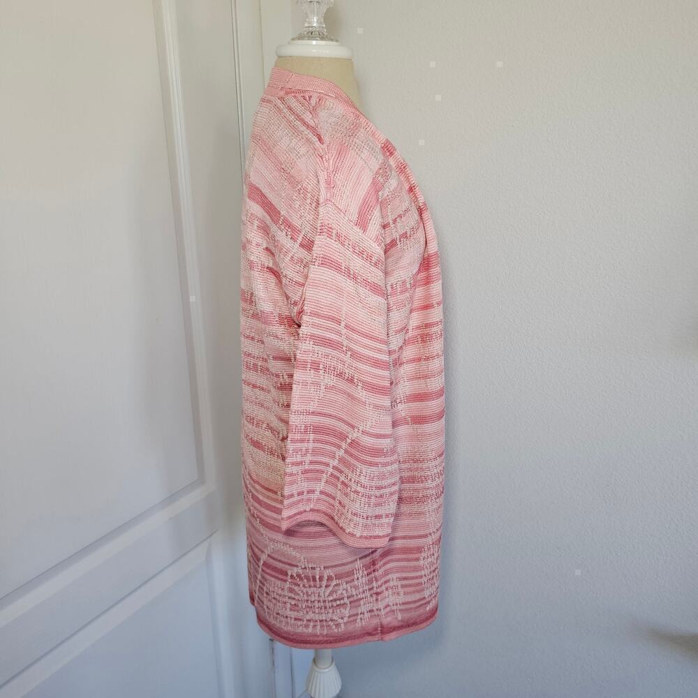 Chico's Embroidered Striped Jacquard Cardigan Pink Size M - Picture 3 of 8